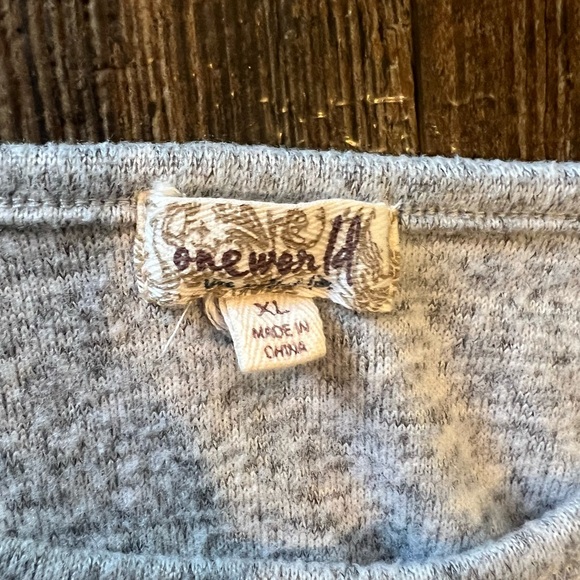 One World Fall Sweater Women XL Gray Knit Pumpkin Flower Long Sleeve Pullover - Picture 3 of 4